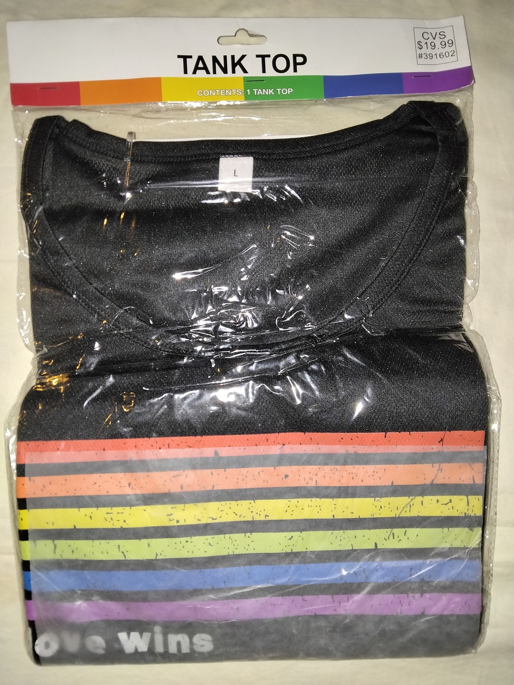 Men's Black Tank Top with Rainbow Stripes - Love Wins